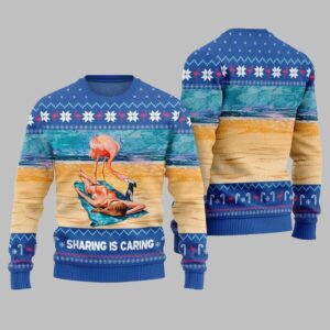 2025 Christmas Flamingo Sharing Is Caring Ugly Christmas Sweater - Grishko.com