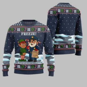 Alternative view of 2025 Christmas Freeze Youre Under The Mistletoe Ugly Christmas Sweater - Grishko.com