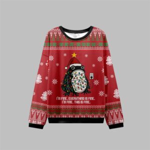 Alternative view of 2025 Christmas Frog Everything Is Fine Ugly Sweater - Grishko.com