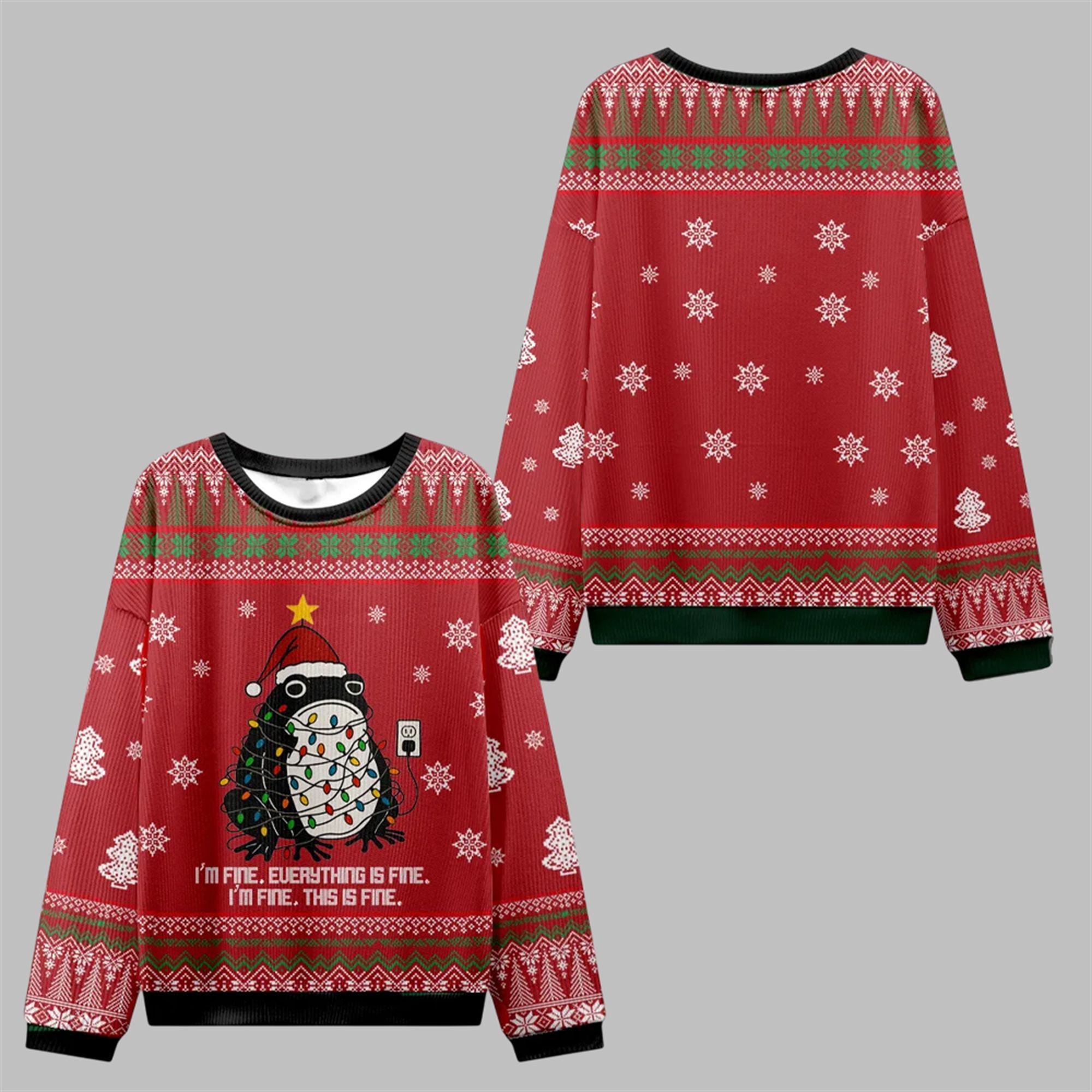 2025 Christmas Frog Everything Is Fine Ugly Sweater - Grishko.com