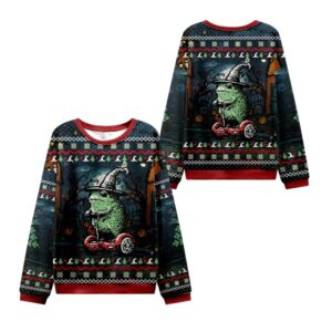Alternative view of 2025 Christmas Frog Ride Ugly Christmas Sweater - Grishko.com