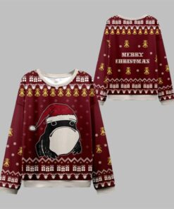 2025 Christmas Frog Wearing Santa Hat Ugly Sweater  