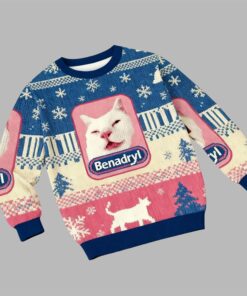 2025 Christmas Funny Benadryl Meme Cat Ugly Sweater  
