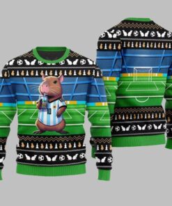 Alternative view of 2025 Christmas Funny Capybara Football Ugly Christmas Sweater  