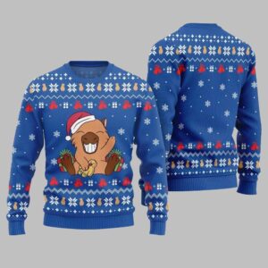 Alternative view of 2025 Christmas Funny Capybara Santa Hat Ugly Christmas Sweater - Grishko.com