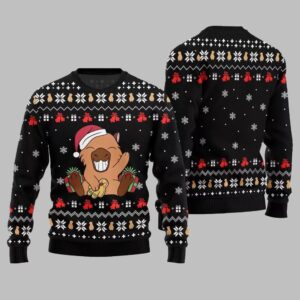 2025 Christmas Funny Capybara Santa Hat Ugly Christmas Sweater - Grishko.com