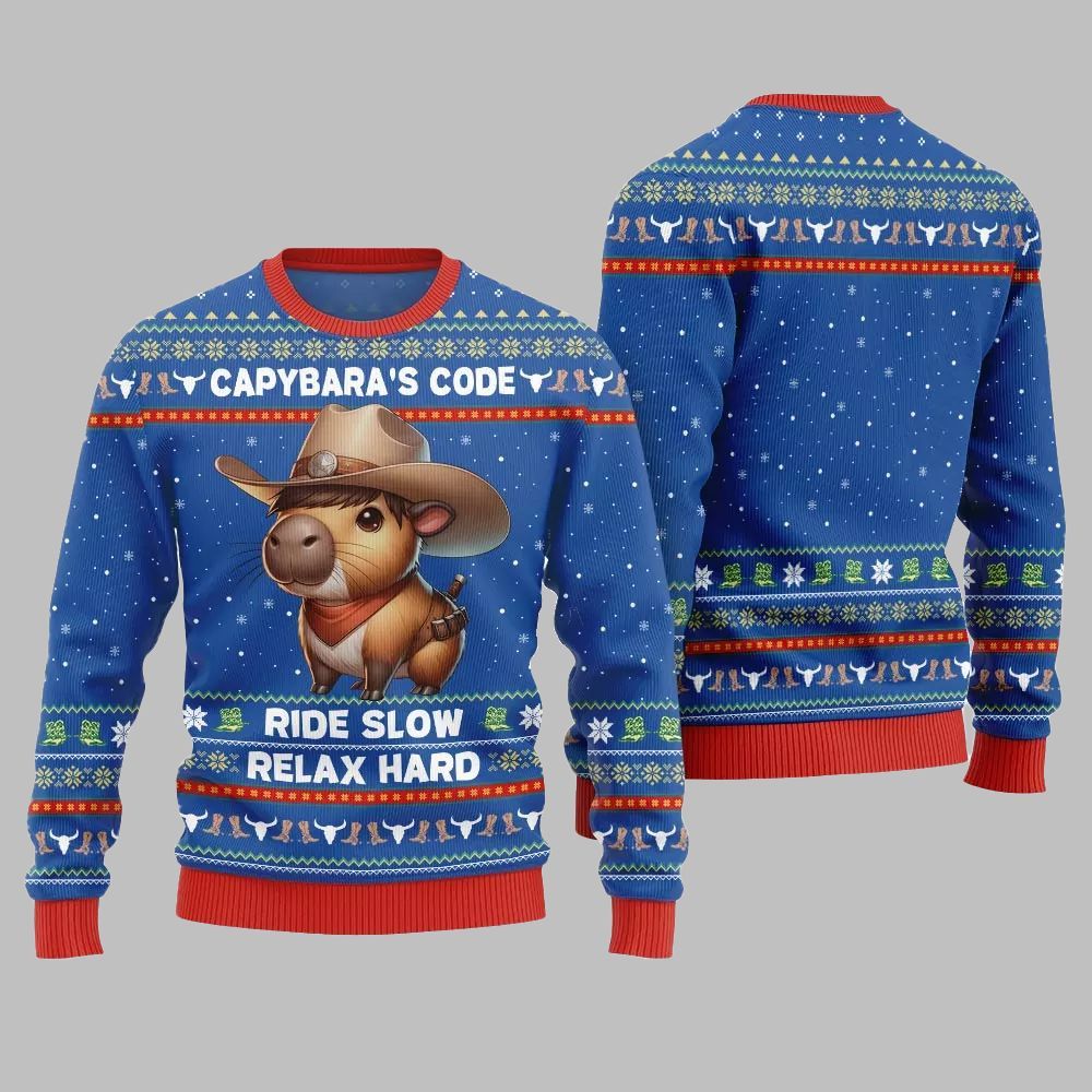2025 Christmas Funny Capybara Ugly Christmas Sweater - Grishko.com