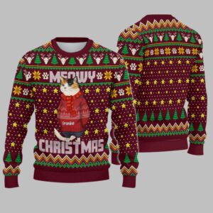 2025 Christmas Funny Cat Meowy Christmas Ugly Sweatshirt - Grishko.com