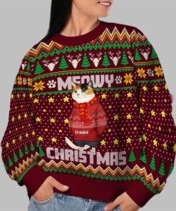 Alternative view of 2025 Christmas Funny Cat Meowy Christmas Ugly Sweatshirt  
