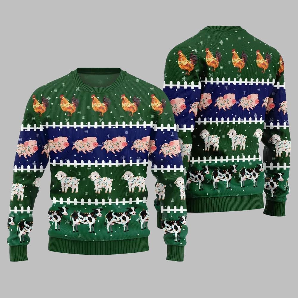 2025 Christmas Funny Farming Animals Ugly Christmas Sweater - Image 4
