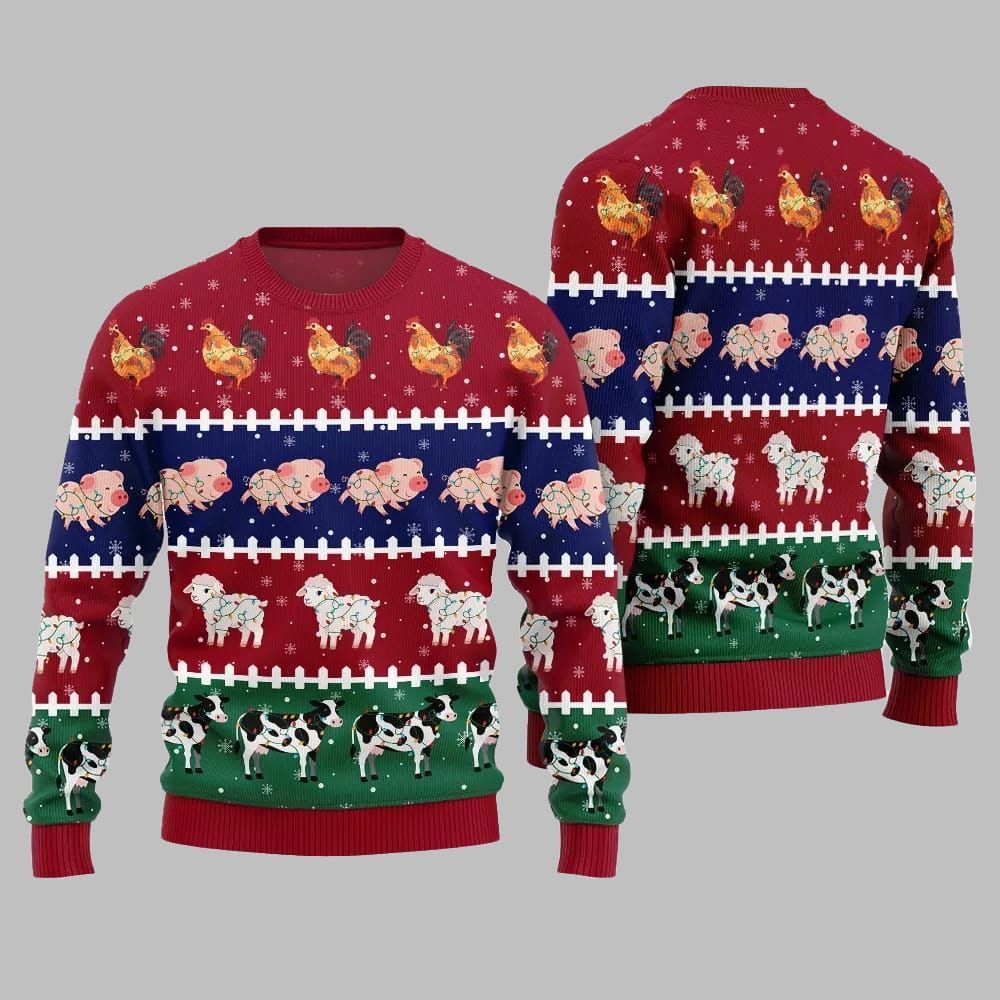 2025 Christmas Funny Farming Animals Ugly Christmas Sweater - Image 5