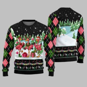 Alternative view of 2025 Christmas Funny Flamingo Ugly Christmas Sweater - Grishko.com
