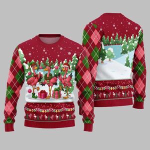2025 Christmas Funny Flamingo Ugly Christmas Sweater - Grishko.com