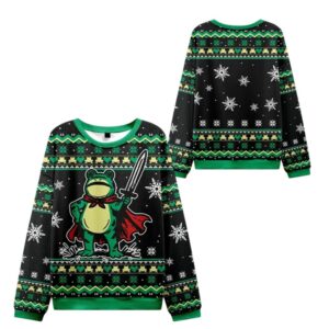 Alternative view of 2025 Christmas Funny Frog Warrior Ugly Sweater - Grishko.com