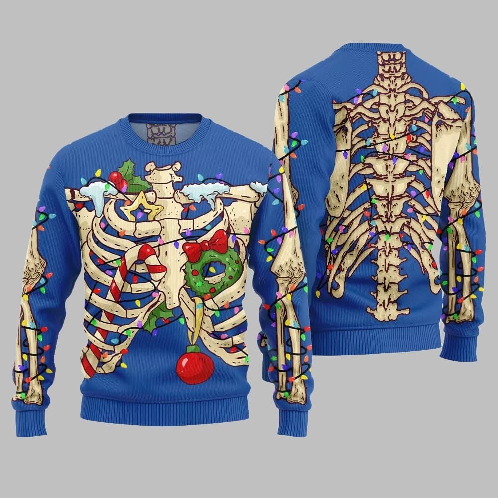 2025 Christmas Funny Skeleton Ugly Christmas Sweater - Grishko.com
