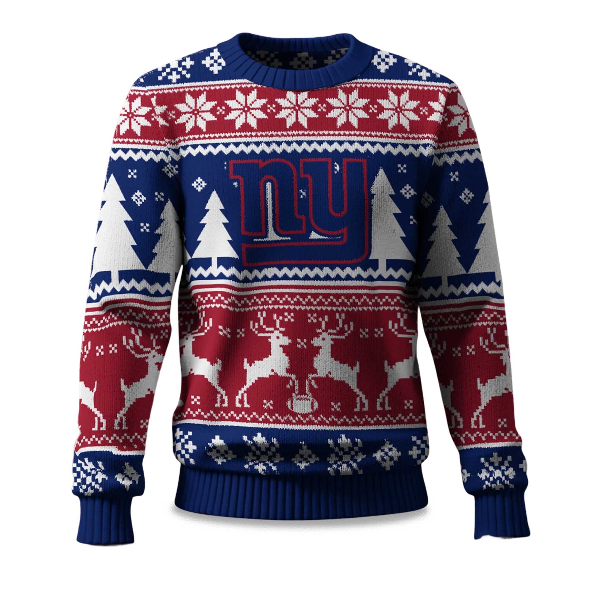 2025 Christmas Giants Reindeer Football Ugly Sweater