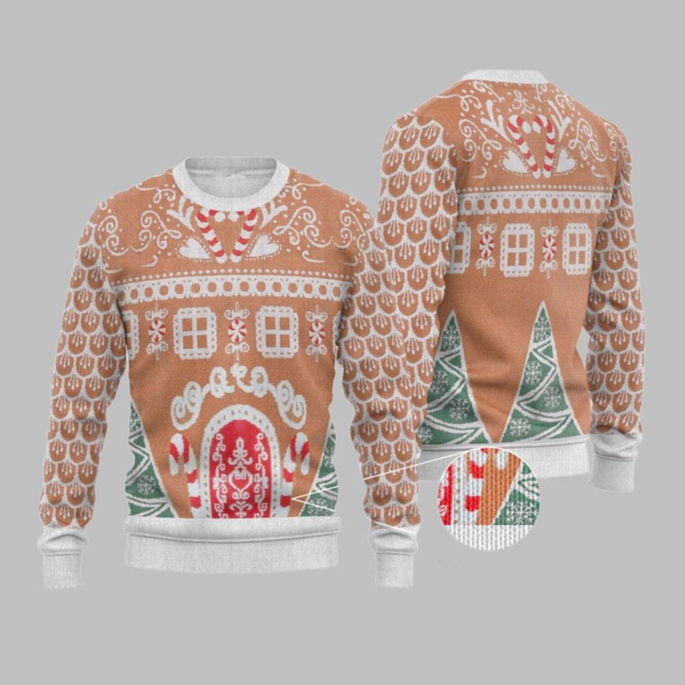 2025 Christmas Gingerbread House Ugly Christmas Sweater - Grishko.com