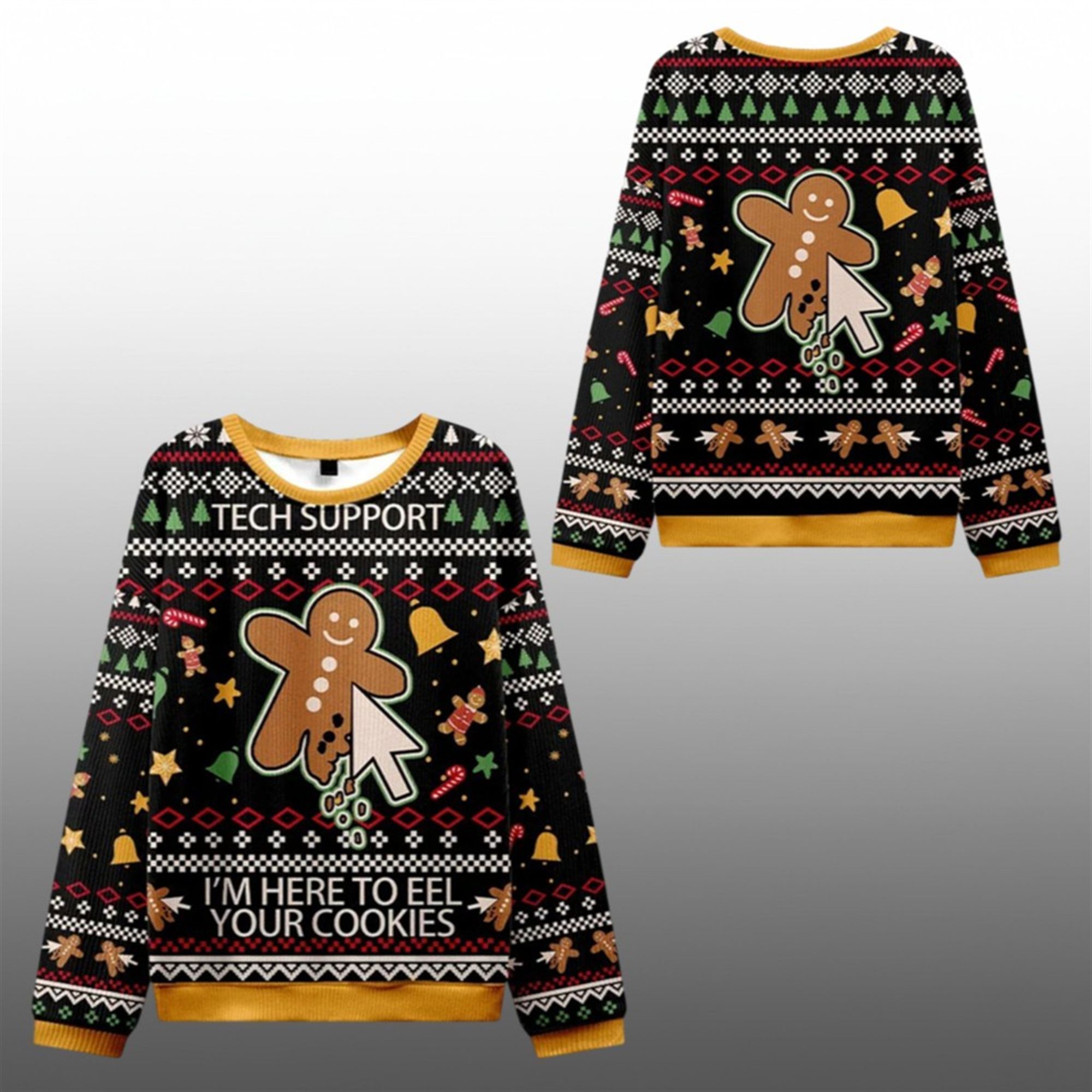 2025 Christmas Gingerbread I'm Here To Eel Your Cookies Ugly Sweater - Grishko.com