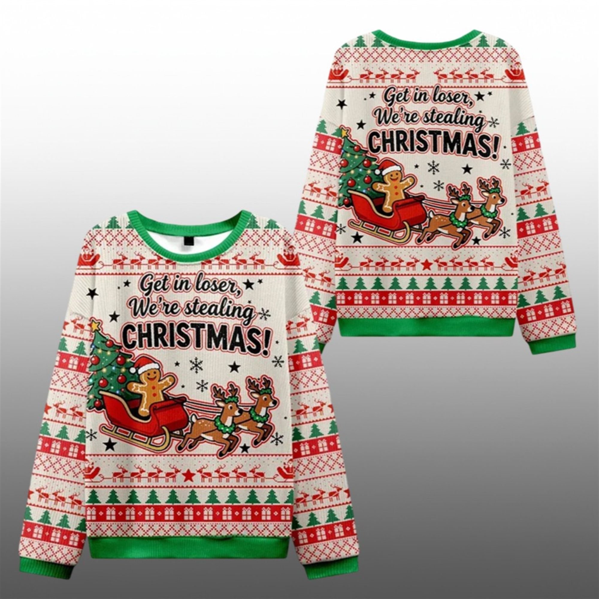 2025 Christmas Gingerbread Man Gives Gifts Ugly Sweater - Grishko.com