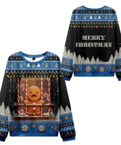 Alternative view of 2025 Christmas Gingerbread Man Is Watching You In Prison Ugly Sweater  