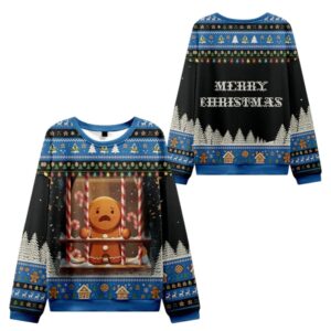 Alternative view of 2025 Christmas Gingerbread Man Is Watching You In Prison Ugly Sweater - Grishko.com