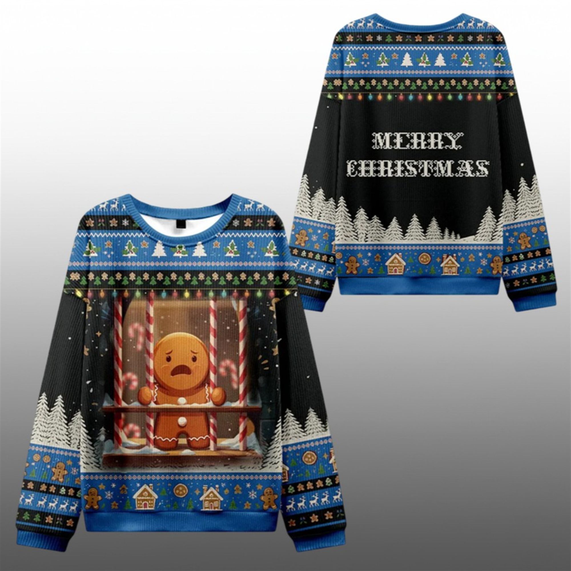 2025 Christmas Gingerbread Man Is Watching You In Prison Ugly Sweater - Grishko.com
