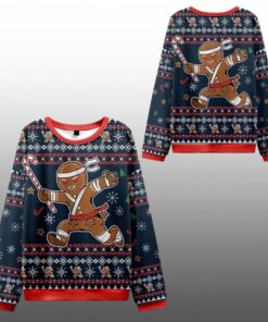 2025 Christmas Gingerbread Man Japanese Samurai Ugly Sweater  