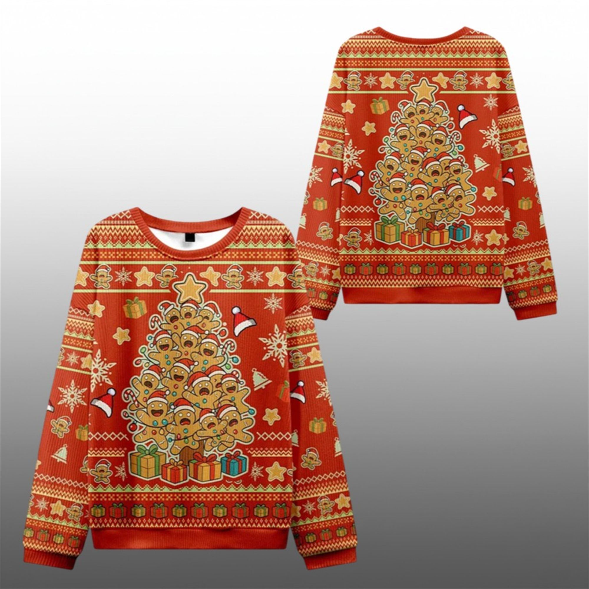 2025 Christmas Gingerbread Man Tree Ugly Sweater - Grishko.com