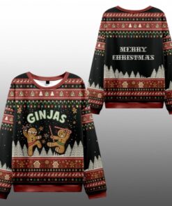 2025 Christmas Gingerbread Ninjas In Battle Ugly Sweater  