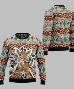2025 Christmas Giraffe Family Ugly Christmas Sweater  