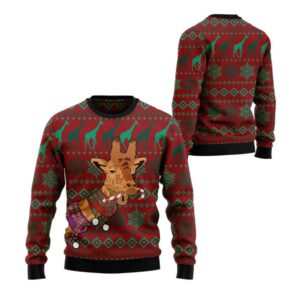 Alternative view of 2025 Christmas Giraffe Winter Ugly Christmas Sweater - Grishko.com
