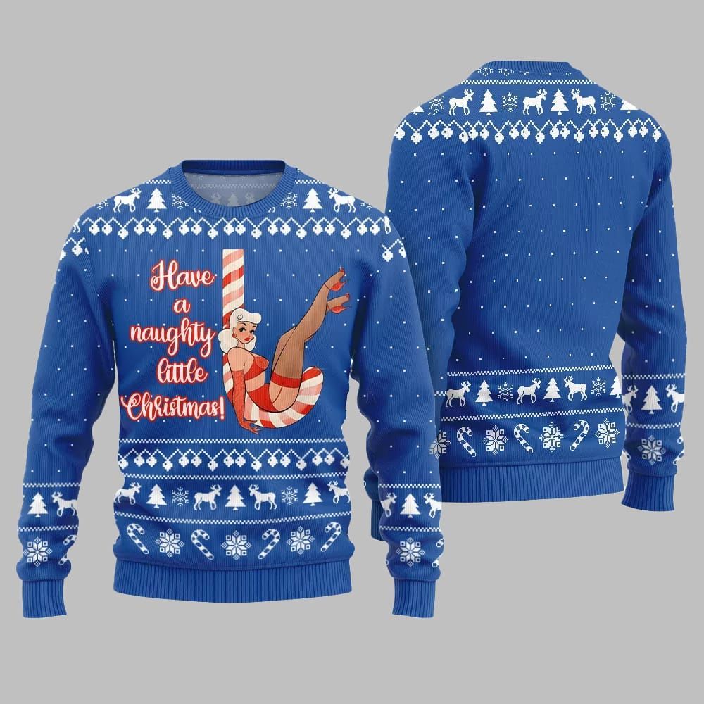 2025 Christmas Girl Candy Have A Naughty Little Christmas Ugly Christmas Sweater - Image 3