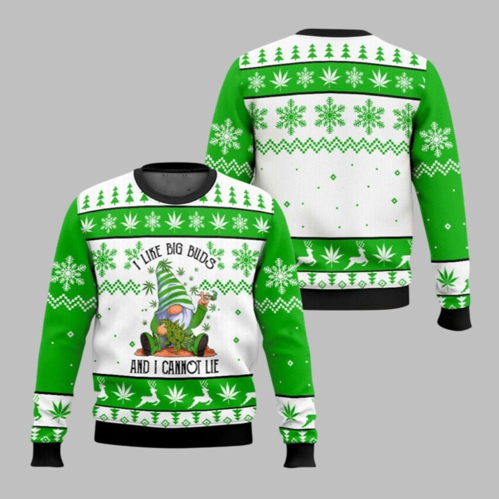 2025 Christmas Gnome I Like Big Buds And I Cannot Lie Ugly Christmas Sweater - Grishko.com