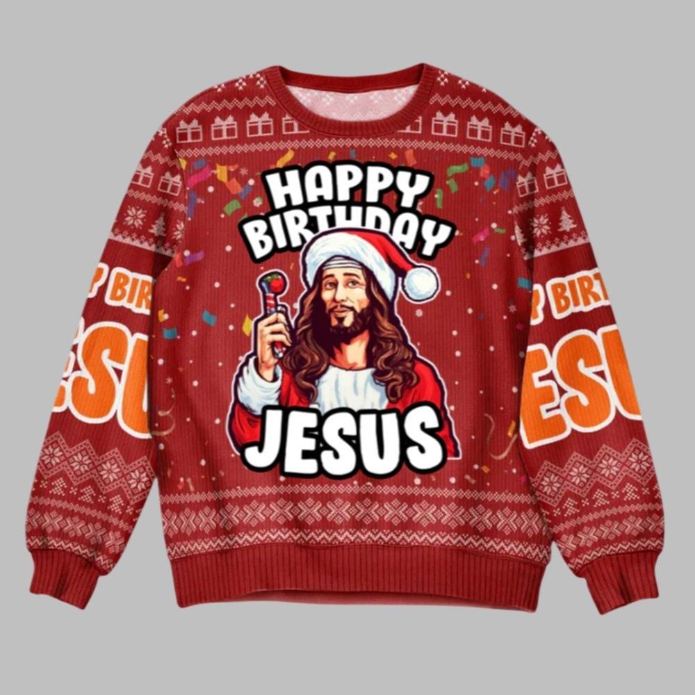 2025 Christmas Go Jesus It's Your Birthday Christmas Ugly Sweater - Grishko.com
