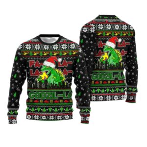 Alternative view of 2025 Christmas Godzila Falalalala Ugly Christmas Sweater - Grishko.com