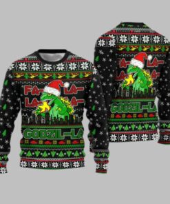 2025 Christmas Godzila Falalalala Ugly Christmas Sweater  