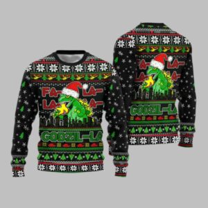 2025 Christmas Godzila Falalalala Ugly Christmas Sweater - Grishko.com