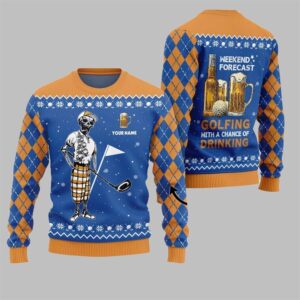 2025 Christmas Golf And Beer Ugly Sweater - Grishko.com