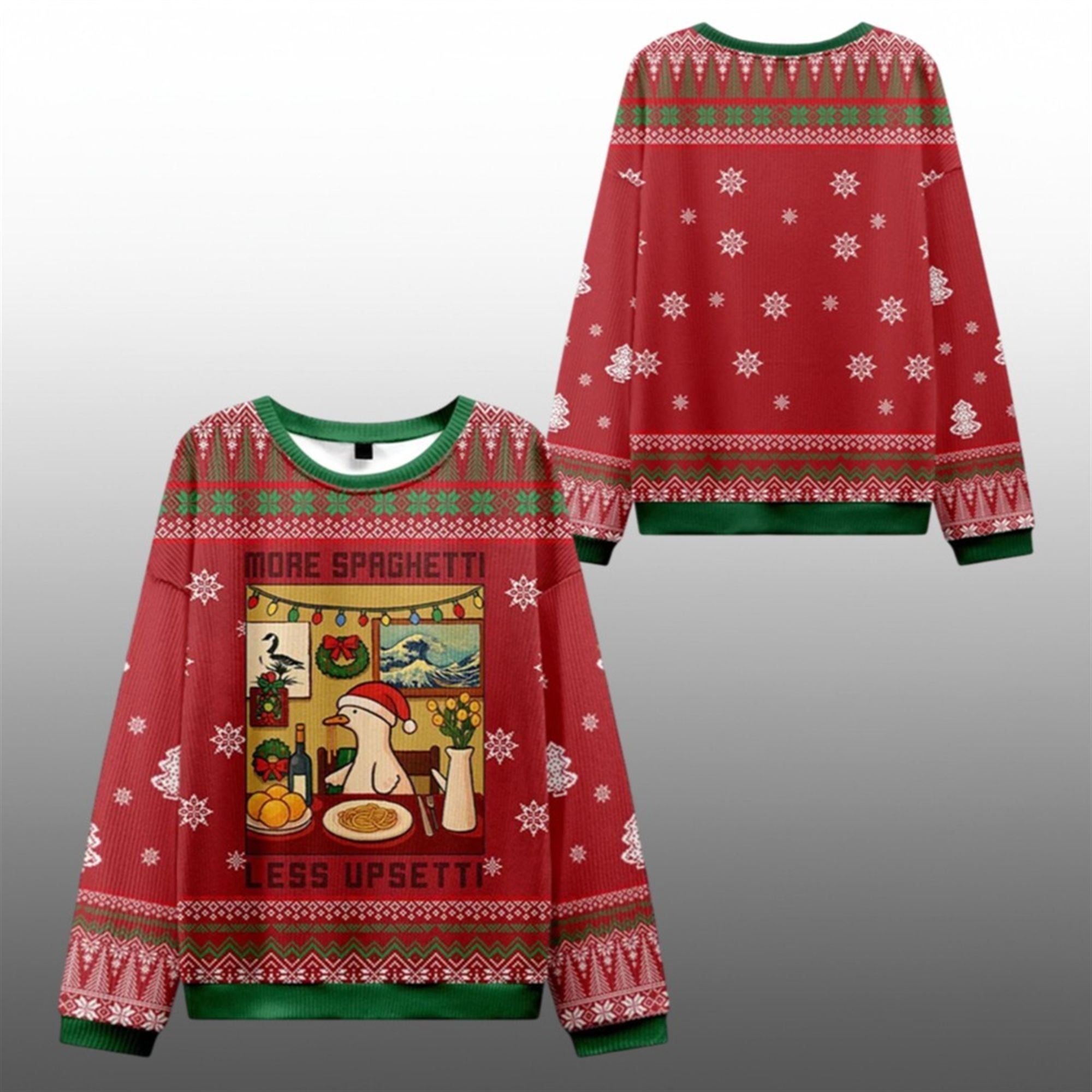 2025 Christmas Goose Less Upsetti More Spaghetti Ugly Sweater - Grishko.com