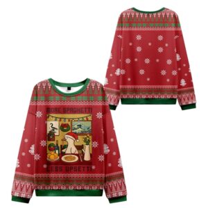 Alternative view of 2025 Christmas Goose Less Upsetti More Spaghetti Ugly Sweater - Grishko.com