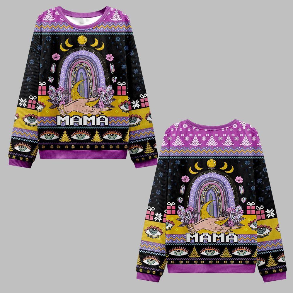 2025 Christmas Gothic Mama Rainbow Ugly Christmas Sweater - Grishko.com
