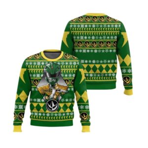 Alternative view of 2025 Christmas Green Power Rangers Ugly Christmas Sweater - Grishko.com