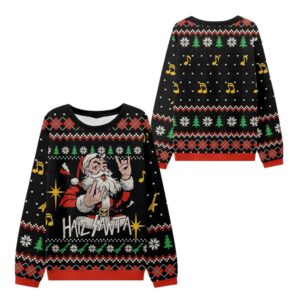 Alternative view of 2025 Christmas Hail Santa Claus Ugly Sweater - Grishko.com