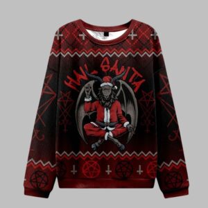 Alternative view of 2025 Christmas Hail Santa Ugly Christmas Sweater - Grishko.com