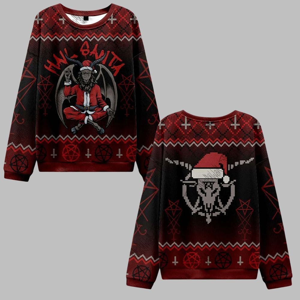 2025 Christmas Hail Santa Ugly Christmas Sweater - Grishko.com