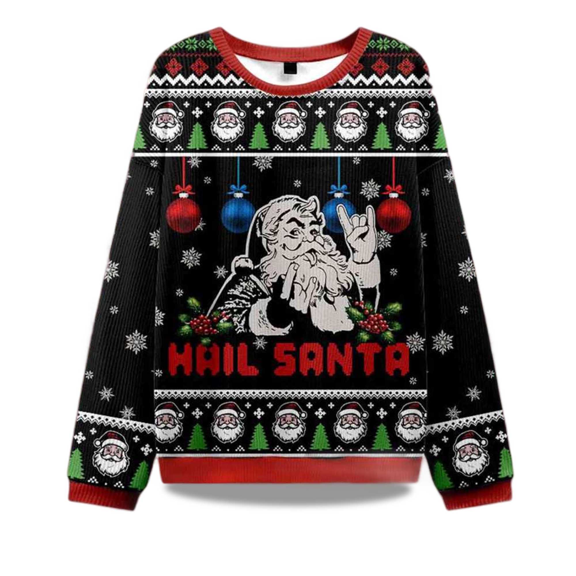 2025 Christmas Hail Santa Ugly Sweater