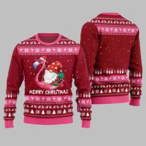 Alternative view of 2025 Christmas Happy Christmas Flamingo Ugly Christmas Sweater - Grishko.com