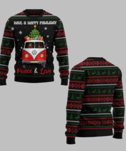 2025 Christmas Have A Happy Pawliday Peace Love Dog Ugly Christmas Sweater  