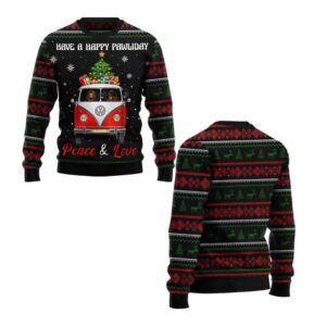 Alternative view of 2025 Christmas Have A Happy Pawliday Peace Love Dog Ugly Christmas Sweater - Grishko.com