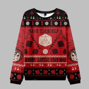 Alternative view of 2025 Christmas Have Yourself a Merry Little Crit-mas Ugly Christmas Sweater - Grishko.com